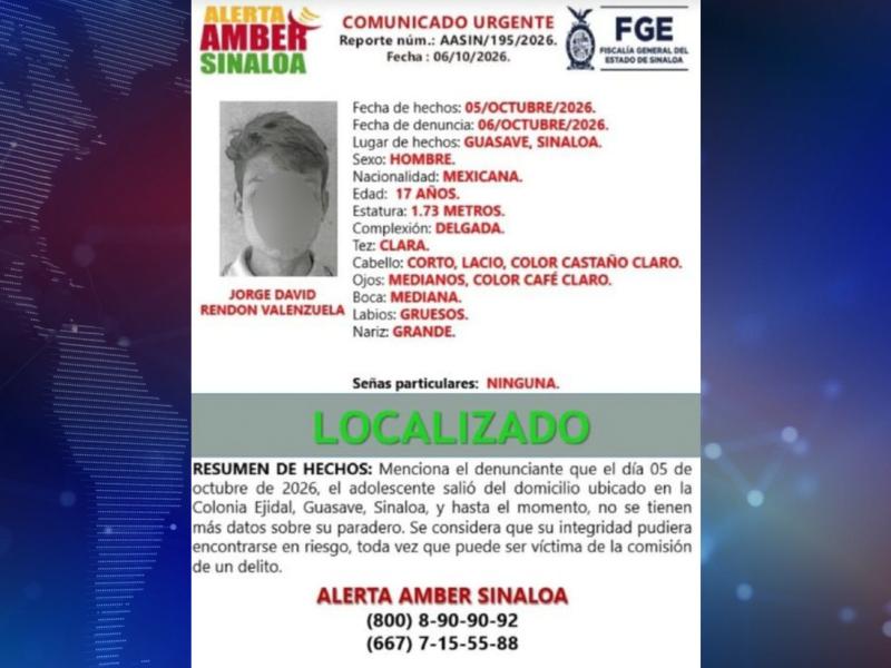 Localizan a Jorge David, menor desaparecido en Guasave