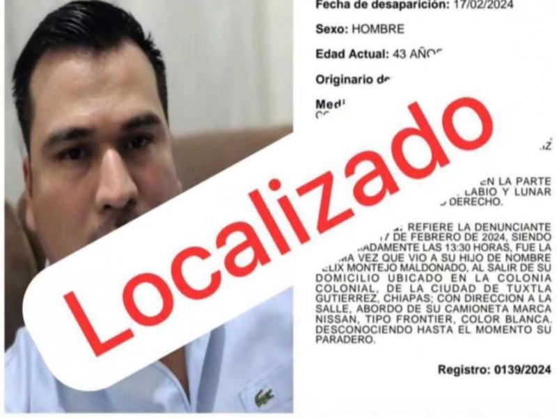 Localizan a trabajador del Poder Judicial desaparecido el sábado