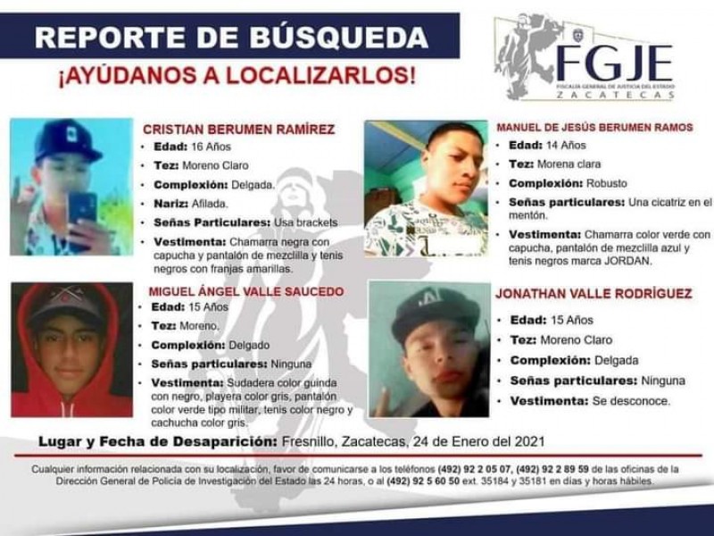 Localizan con vida a menores desaparecidos en Fresnillo