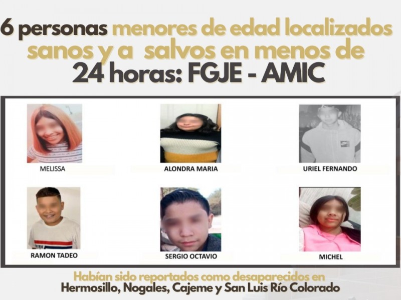 Localizan con vida a seis menores desaparecidos