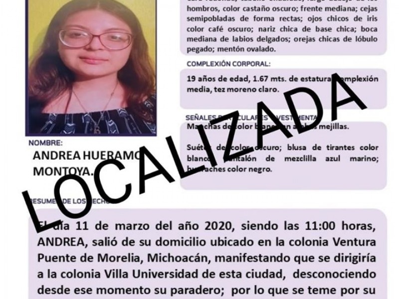 Localizan en Guerrero a joven reportada como desaparecida en Morelia