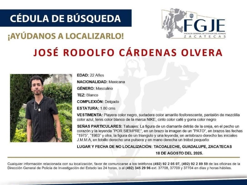 Localizan sin vida a José Rodolfo en municipio de San Luis Potosí