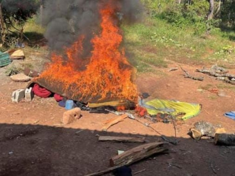 Localizan y destruyen dos campamentos clandestinos en Uruapan