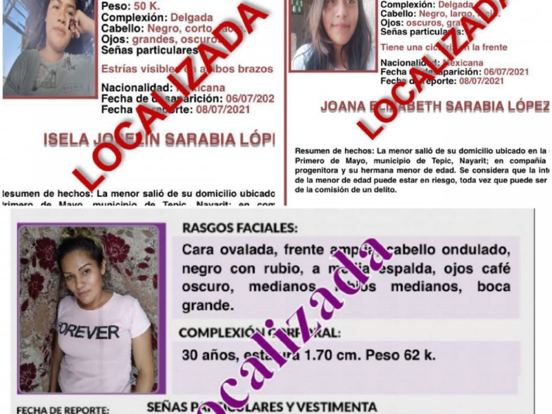 Logran localizar a hermanas desaparecidas en Nayarit reporta Fiscalía