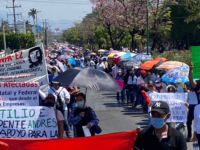 Lunes de marchas en Capital chiapaneca, dificulta tránsito vehicular