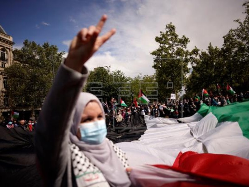 Manifestación en París en apoyo a los palestinos