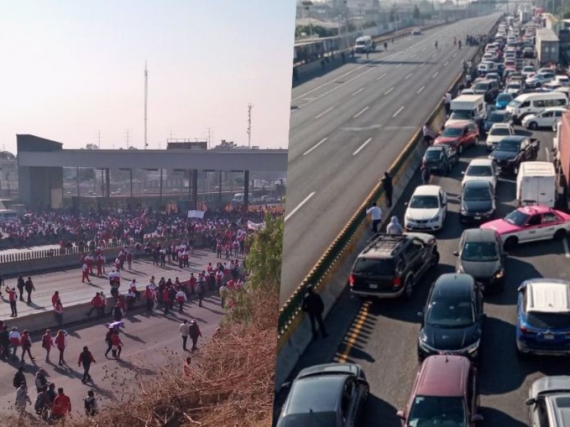 Manifestantes colapsan la México-Pachuca por horas