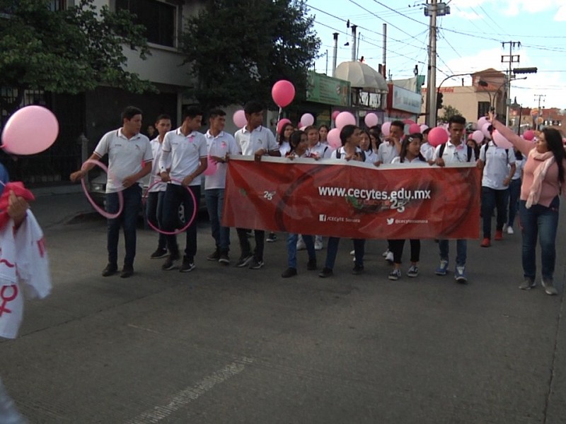 Marchan en contra del cáncer de mama