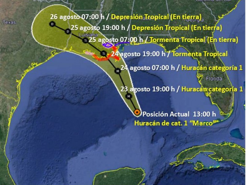 'Marco' se intensifica a huracán categoría 1