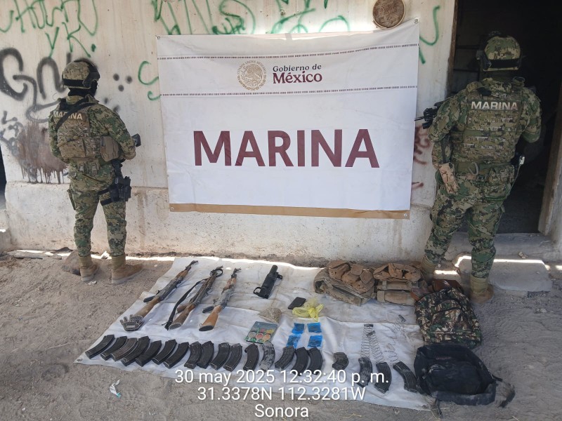 Marina y AMIC aseguran material ilícito en Caborca
