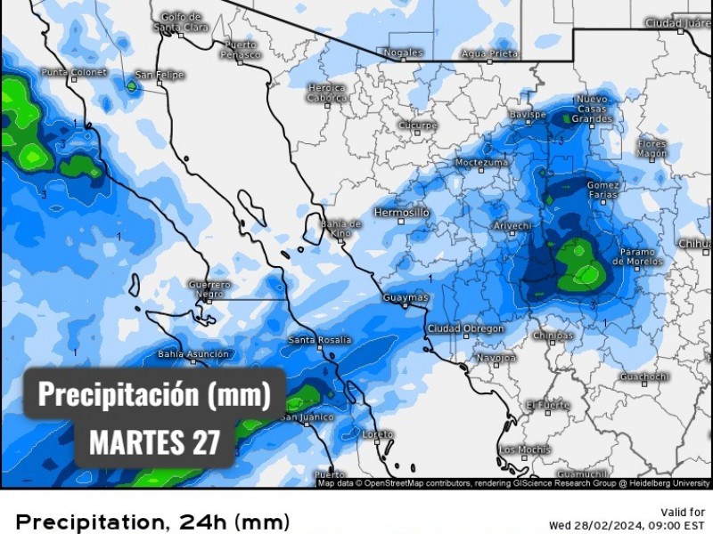 Martes nublado con máxima de 23°C