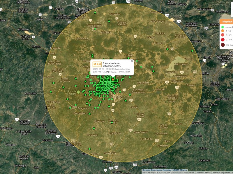 Más 351 sismos en Michoacán durante 2020