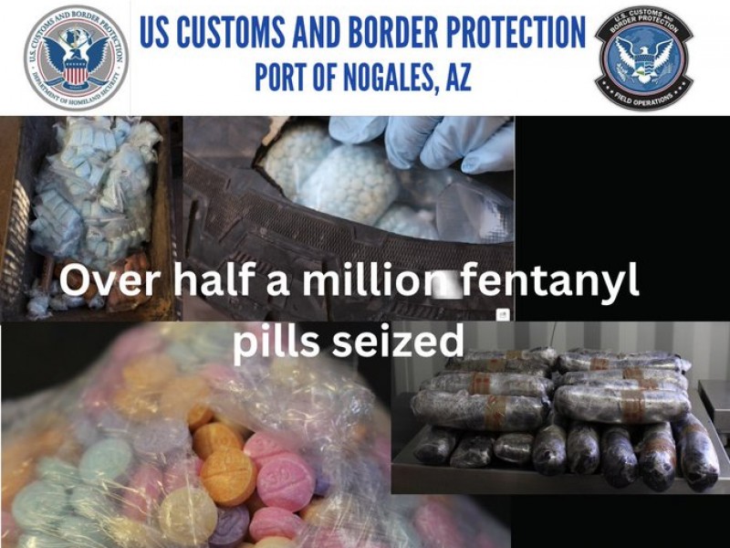 Más de 500 mil tabletas de fentanilo aseguradas en Nogales,Arizona