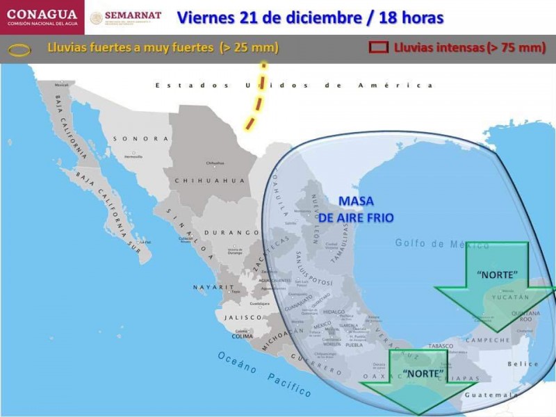 Masa de aire frío afectará Chiapas
