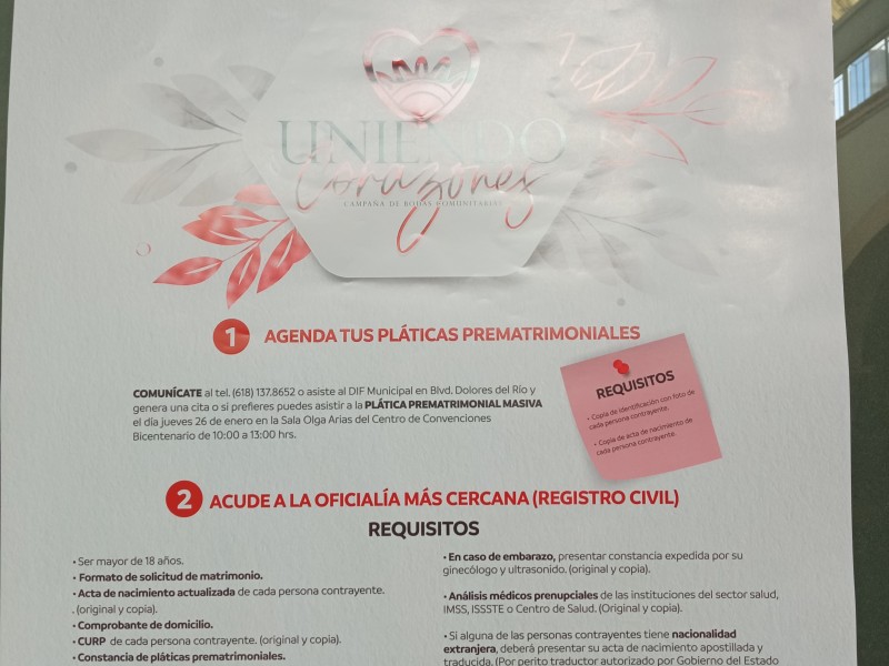 MATRIMONIOS MASIVOS EN DURANGO YA SON INCLUSIVO