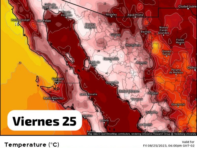 Máxima de 42º C para este viernes