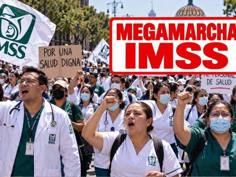 Megamarcha nacional de trabajadores del IMSS este 13 y 14 de octubre