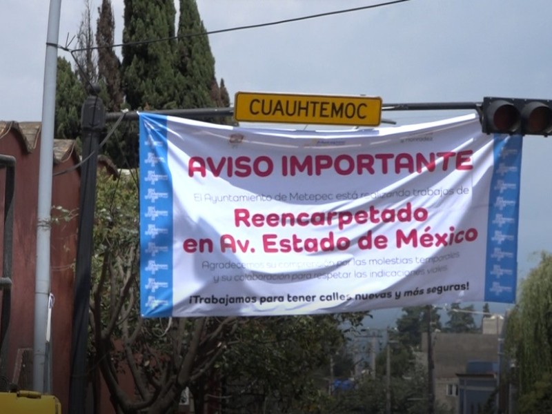 Metepec reporta trabajos de bacheo y rehabilitación
