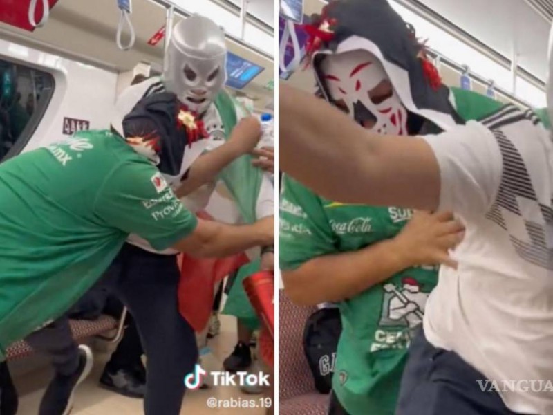Mexicanos arman show de lucha libre en metro de Qatar