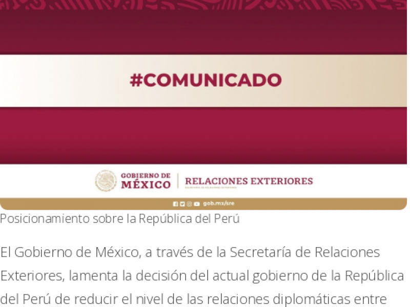 México lamenta retiro de embajador peruano