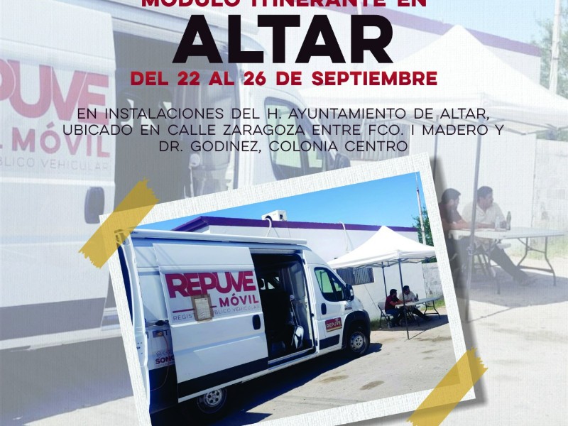 Módulo itinerante de REPUVE estará en Altar