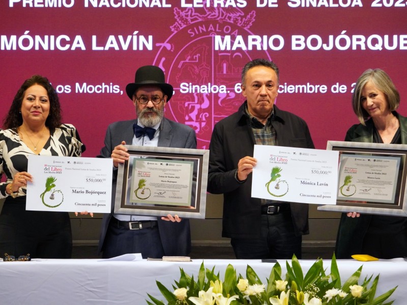 Mónica Lavín y Mario Bojórquez reciben Premio Nacional Letras Sinaloa