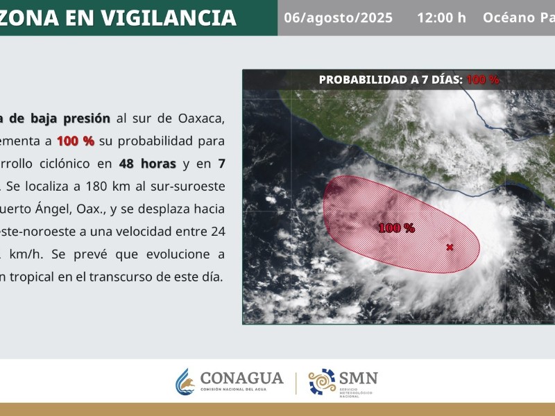 Monitorea Protección Civil Oaxaca sistema con 100% de probabilidad de ciclón tropical