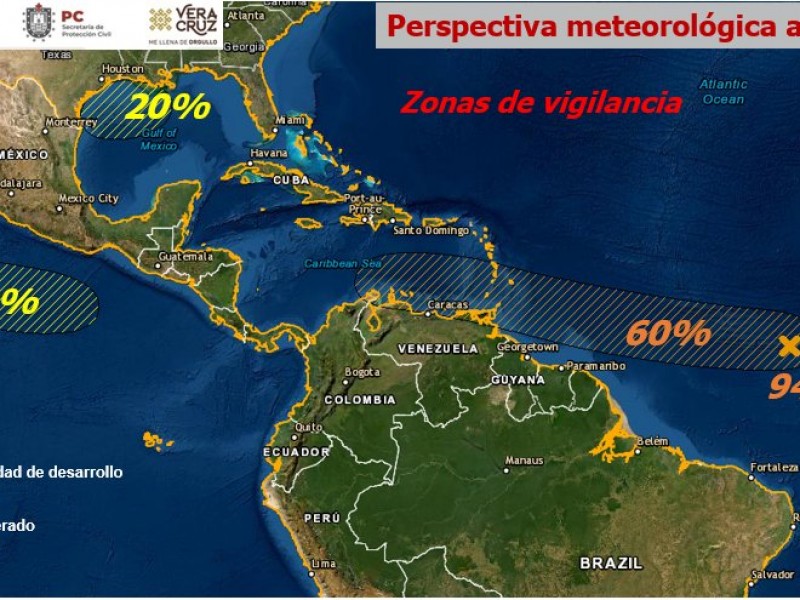 Monitorean tres disturbios tropicales con probabilidad de evolucionar a ciclón