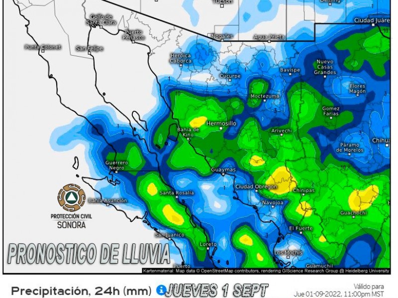 Monzón mexicano provocará cielos nublados y lluvias