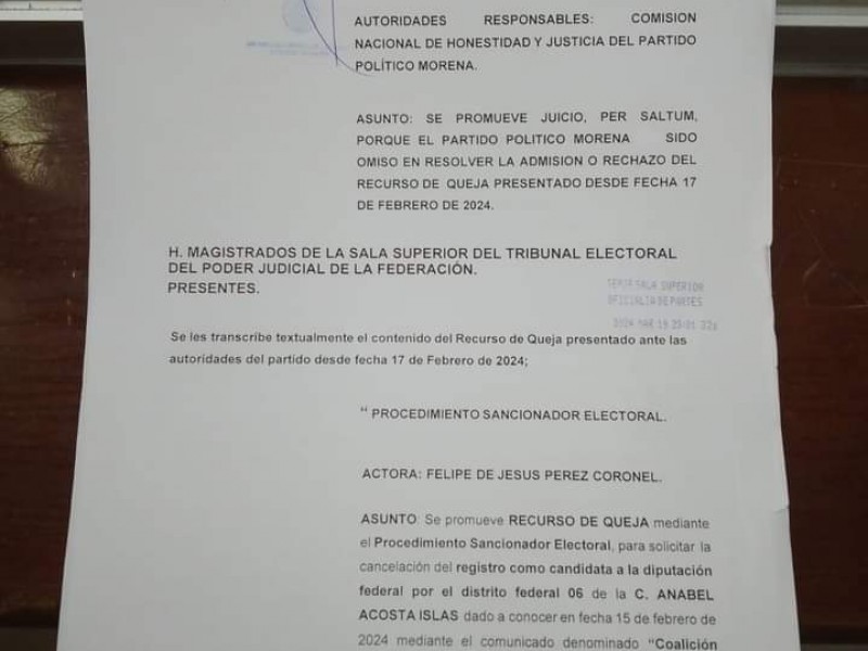 Morenistas presentan denuncia en CDMX contra Anabel Acosta