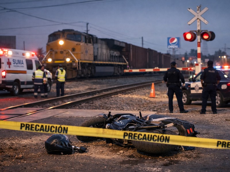 Motociclista pierde la mano al intentar ganarle el paso al tren ...