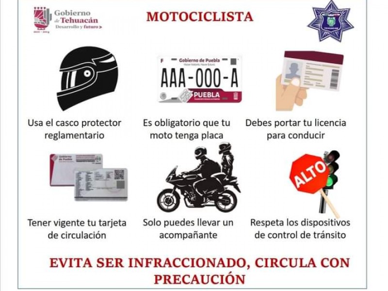 Motociclistas desconocen reglamento para circular