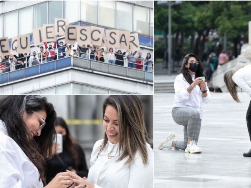 Mujer pide matrimonio a su novia desde la Torre Latino