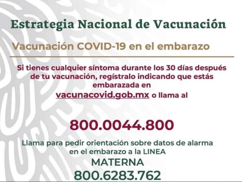 Mujeres embarazadas podrán vacunarse contra el Covid-19