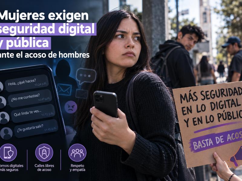 Mujeres exigen seguridad digital y pública ante el acoso de hombres