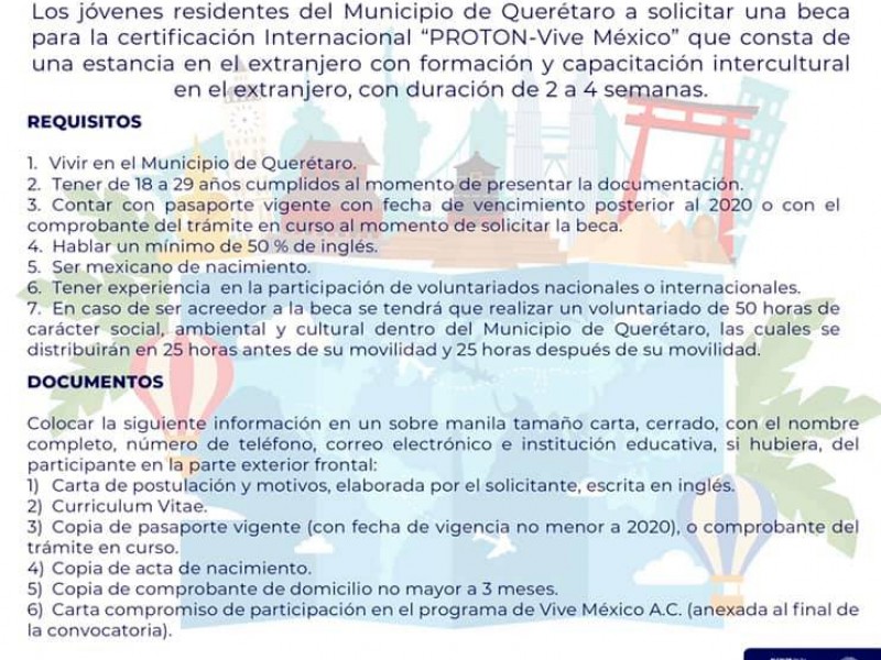 Municipio de Querétaro ofrece becas para viajar al extranjero