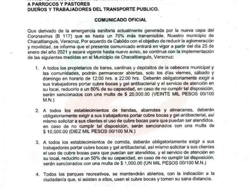 Municipio multará a personas que no porten cubrebocas.