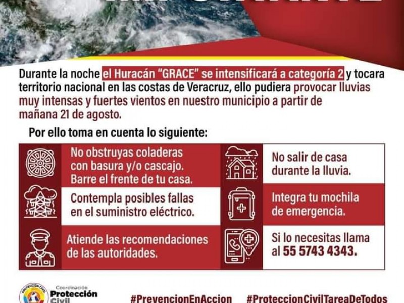 Municipios emiten Alerta por Huracán Grace