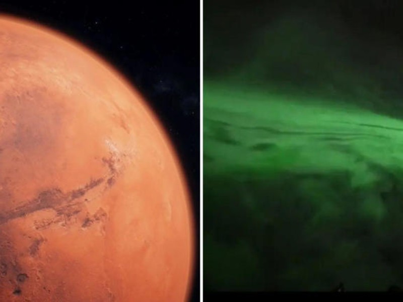 NASA capta primera aurora visible para el ojo humano Marte