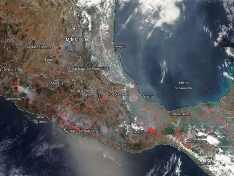 NASA detecta ruta de humo por incendios