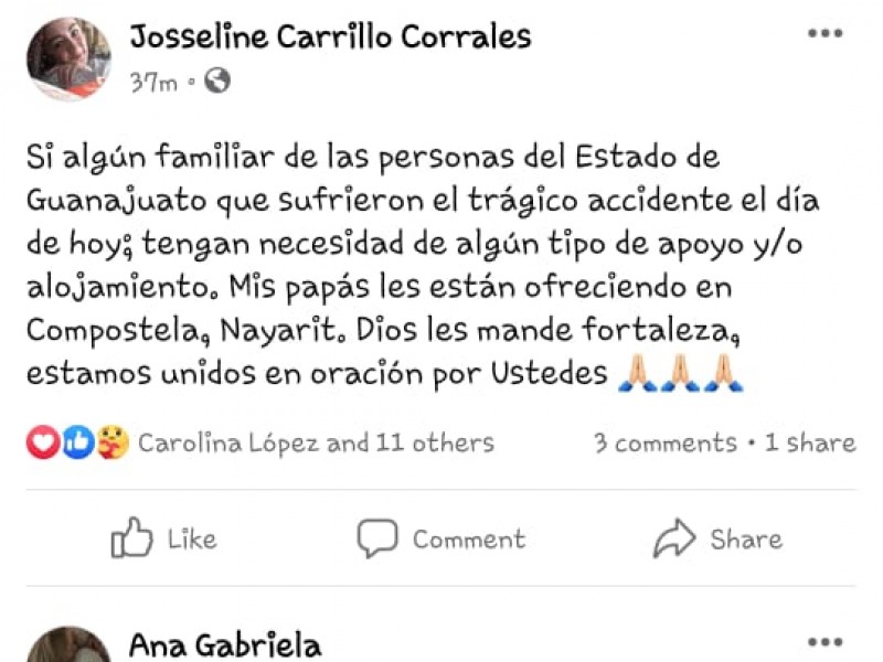 Nayaritas apoyan a familiares de víctimas de Guanajuato