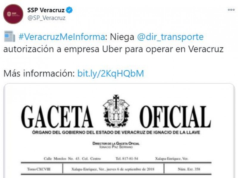 Niega Transporte del Estado autorización a empresa Uber para operar