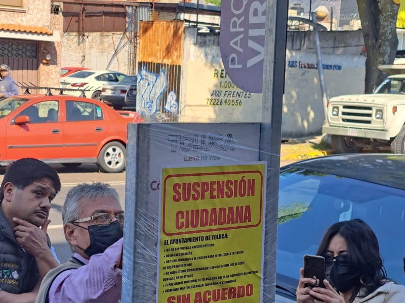 No a los parquímetros en colonia Universidad municipio de Toluca
