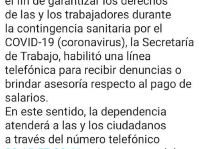 No contestan teléfono para denuncias de la Secretaría de Trabajo