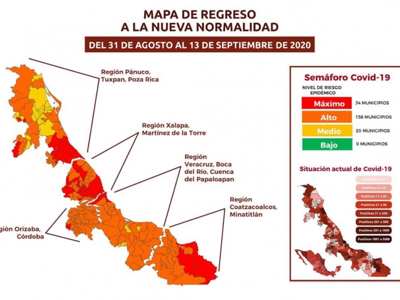 No todos los municipios de Veracruz pasan al color amarillo