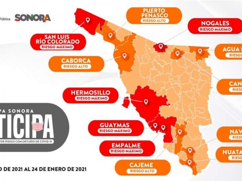 Nogales se mantiene en riesgo máximo por Covid