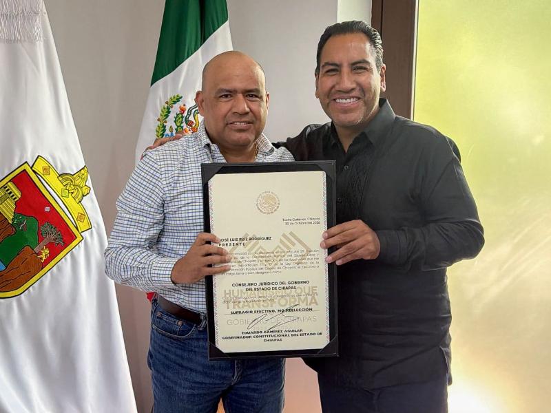 Nombran consejero jurídico en Chiapas, tras lamentable fallecimiento de Guillermo Nieto