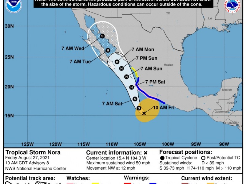 Nora mañana podría ser huracán