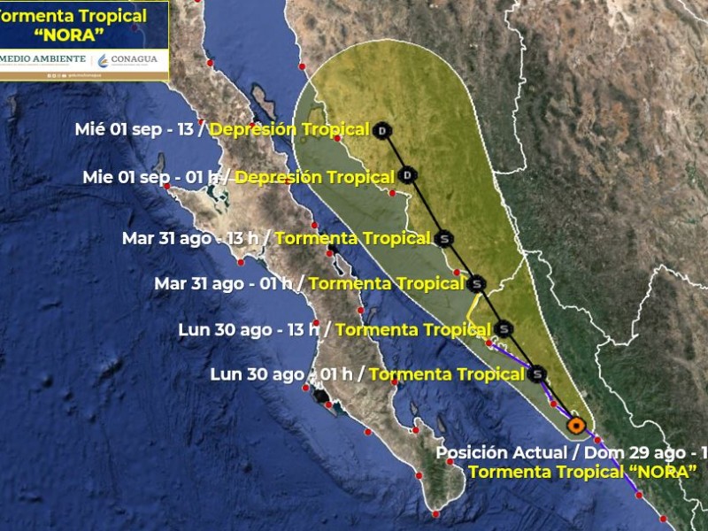 Nora se degrada a Tormenta Tropical tras paso por Sinaloa