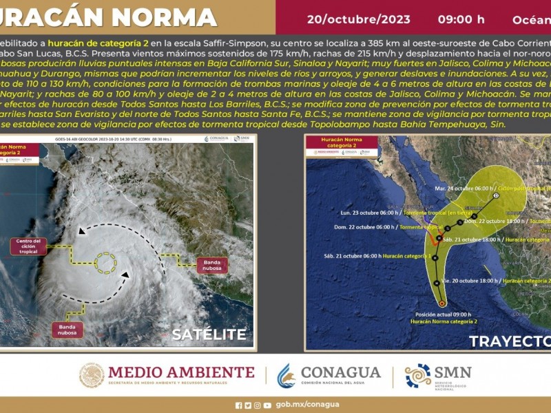 Norma es ahora huracán categoría 2